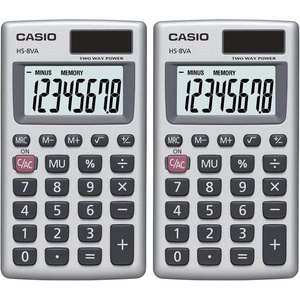 image:imageCasio HS8VA Mini 6Function Calculator  Large 8Digit LCD Display  Solar Powered with Battery Backup  Standard Function  Portable Pocket Size1 Count Pack of 2